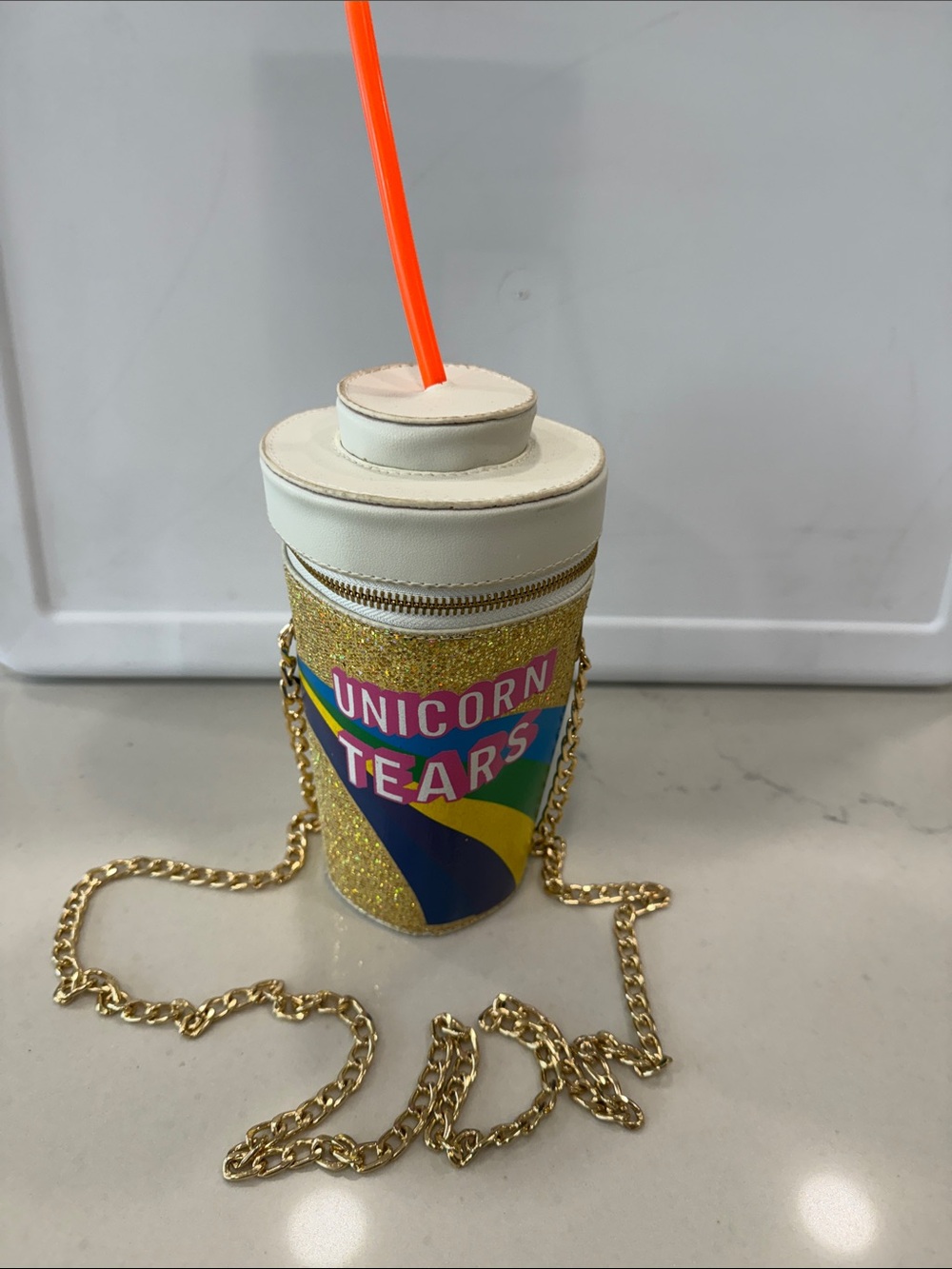 Unicorn Tears Glitter Cup Crossbody Bag - Gold